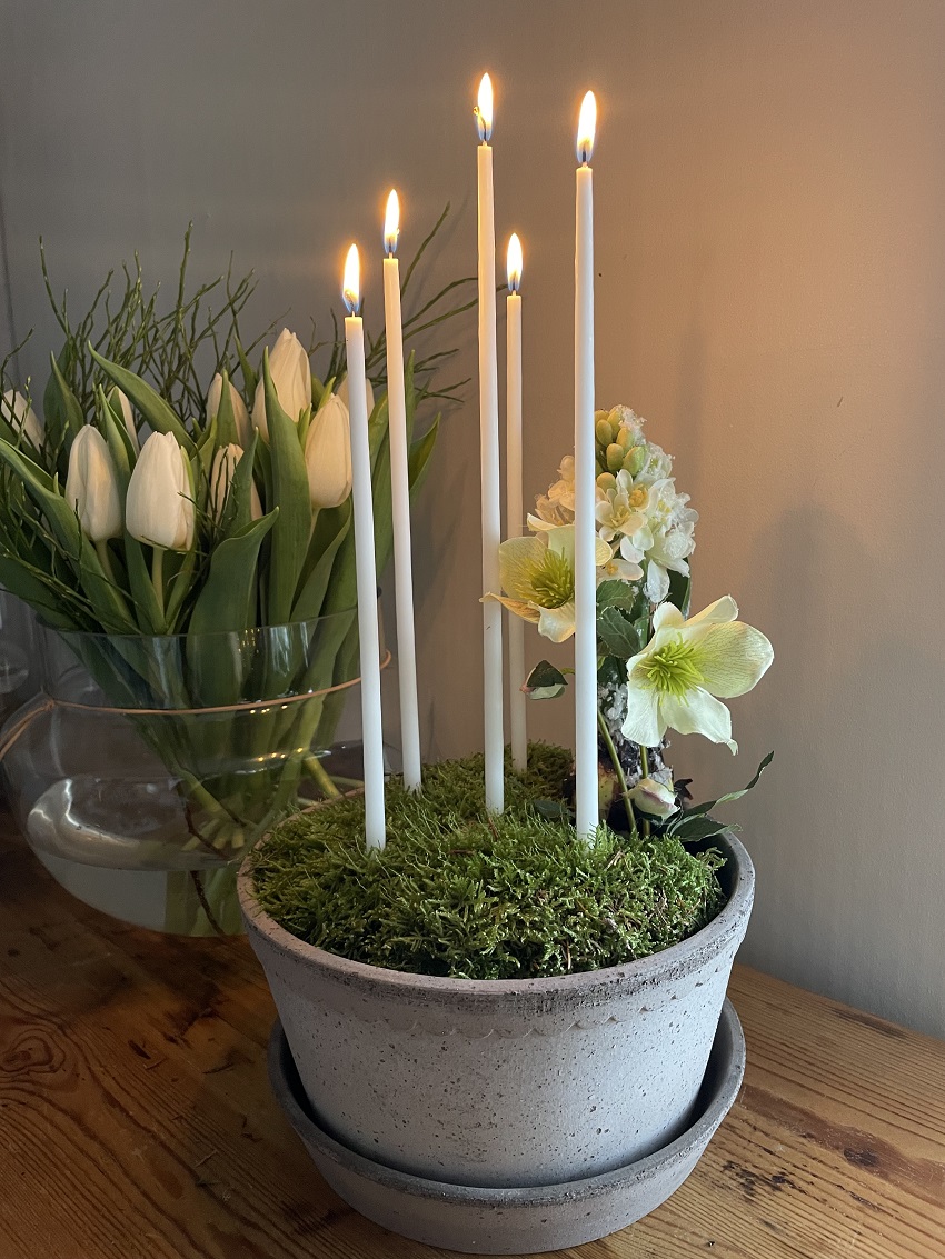 Hand-dipped thin long candles - Flower candles - White - 38 cm - 30-pack - 6