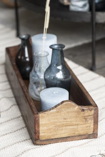 Long wooden box with curved edges - 35 cm - 6