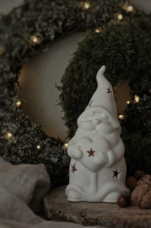 Gnome - Lantern - Mr Santa - White - Ceramic - 19 cm - Majas Cottage - 2