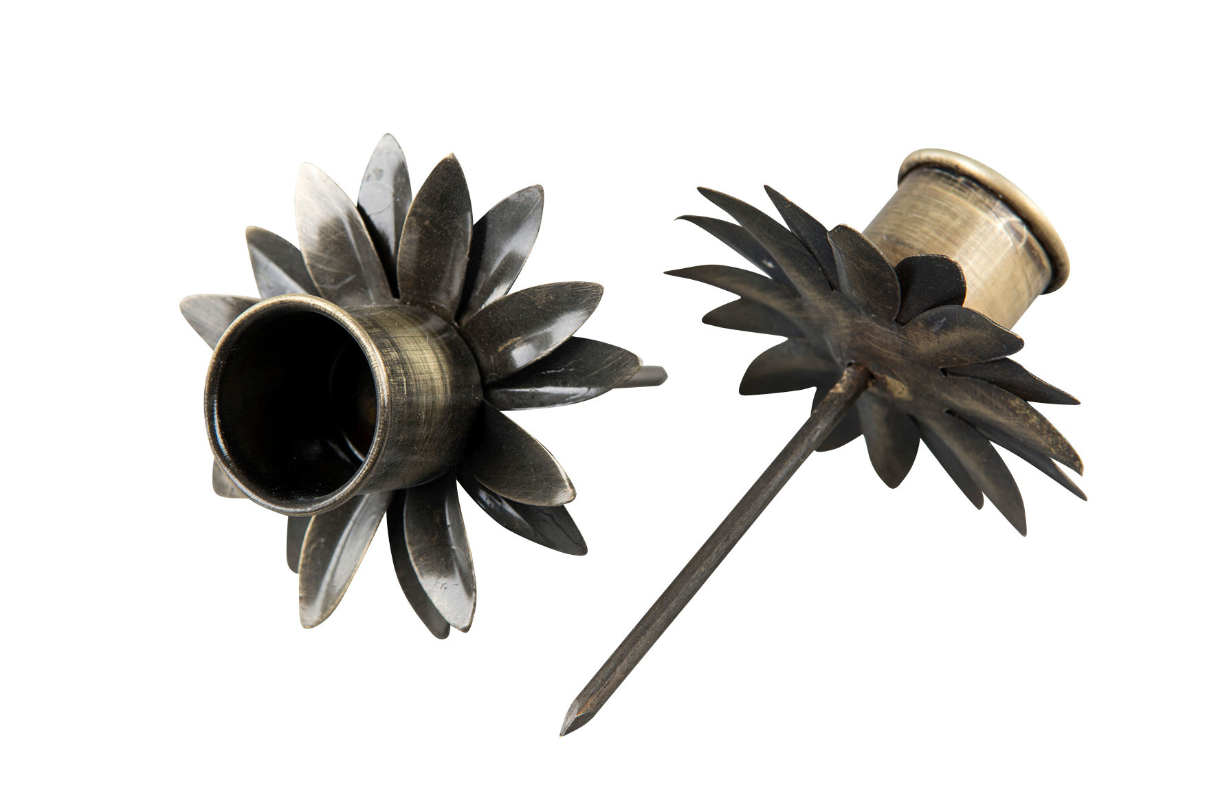 Candle holder with tip - Crown candle - Antique brass - 3
