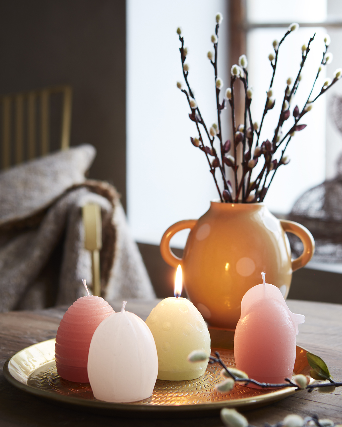 Ljus - Äggljus - Ägg med virvlar - Gul - 2