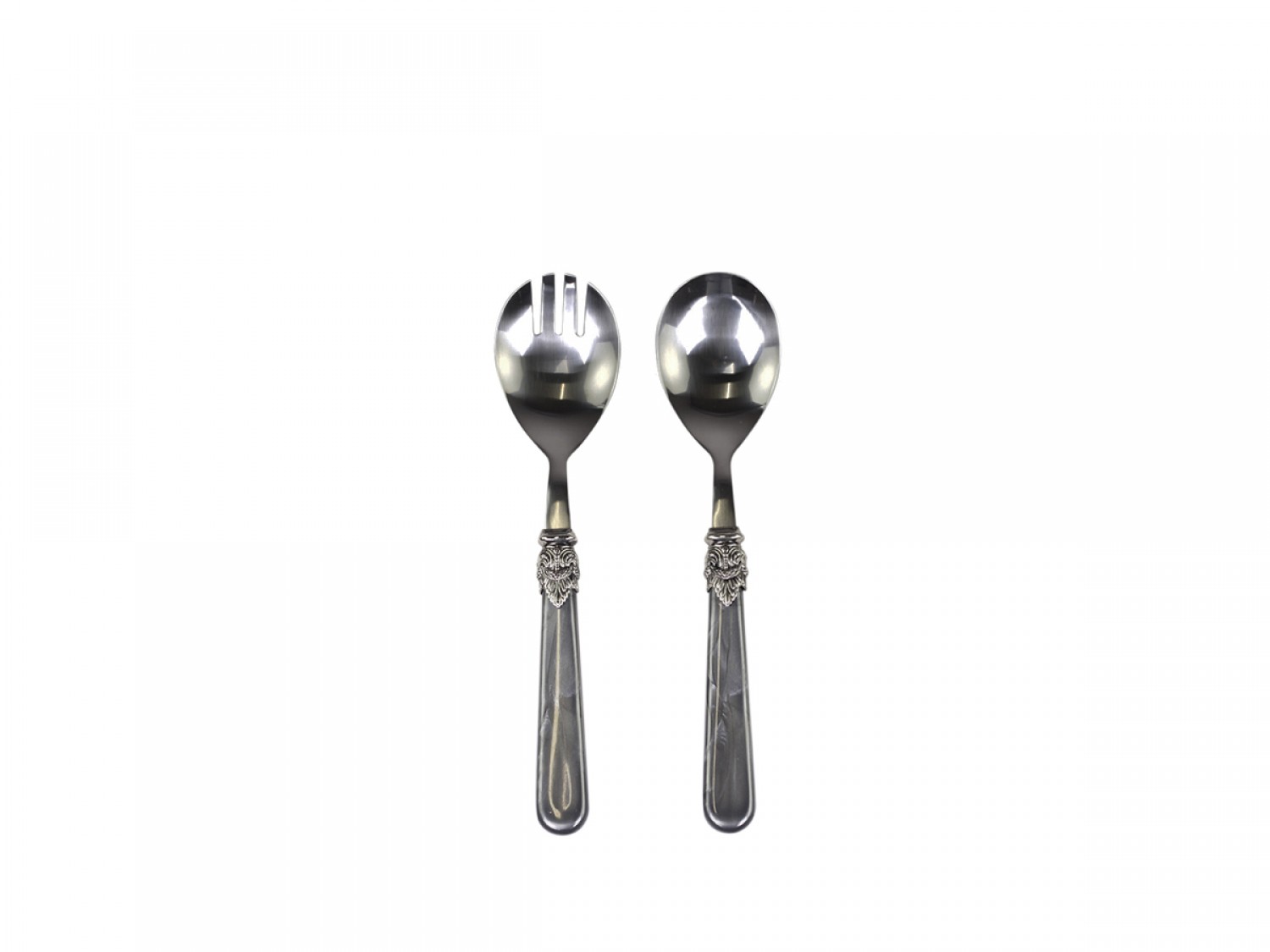 Salad cutlery, 2 pieces - Antique black mother-of-pearl - 3