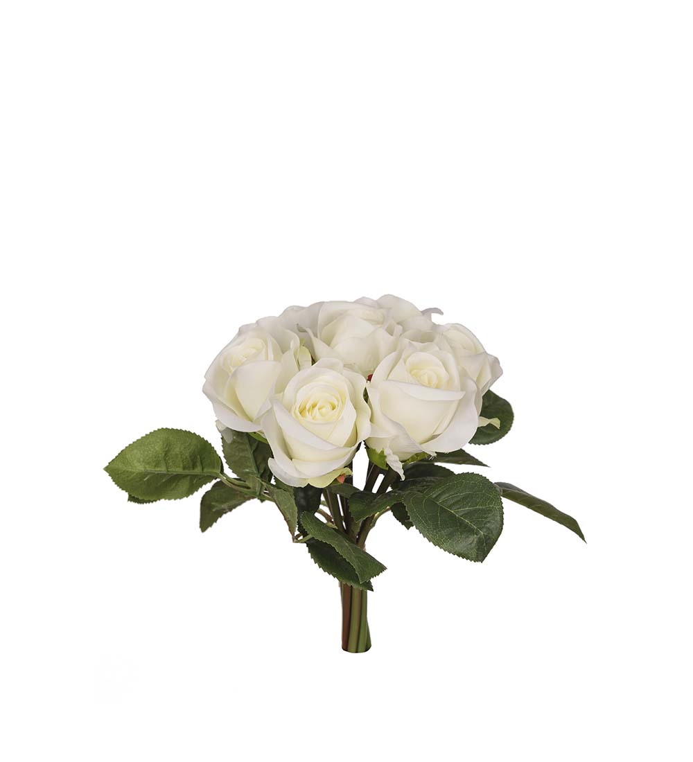 Rose bouquet - White - Roses - Silk flowers - 22 cm - 2