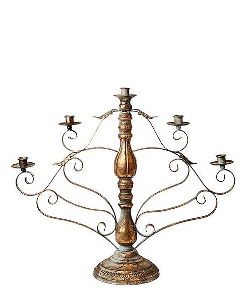 Candlestick - 5-arm candelabra 67x55 cm - Antique gold - 2