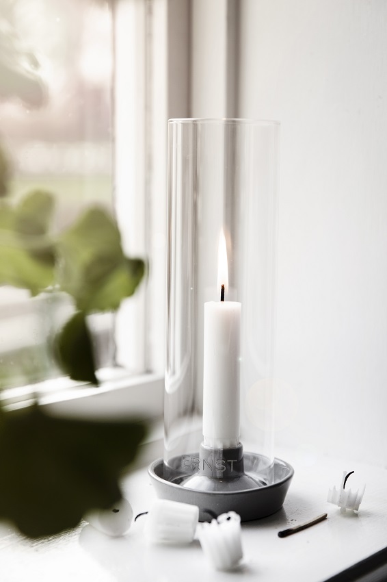ERNST CANDLESTICK GLASS/STONEWARE GREY - 2