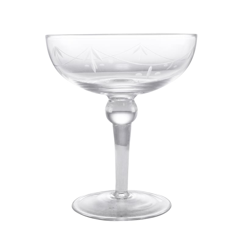 Champagne glass - Coupe glass - Cocktail glass with etched pattern - 1 piece - 3