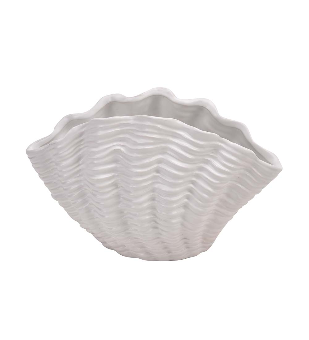 Vas - Snäckskal - Stengods - Vit - 24x16x10 cm - 2