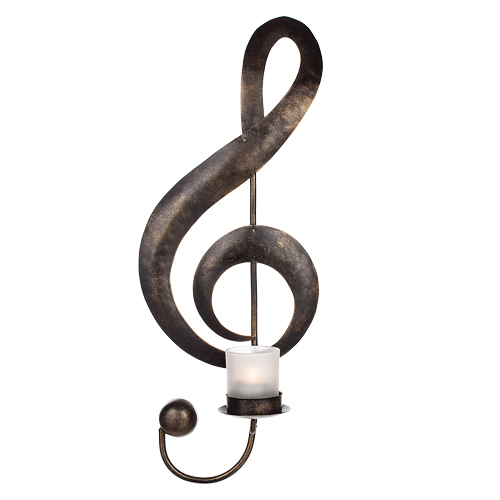 Lantern - Wall lantern - G-clef in hammered sheet metal - 50 cm - 2