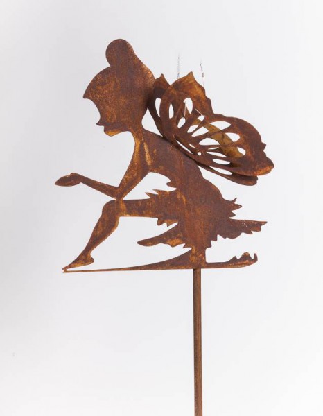 Stick med sittande ängel - Älva - Rost - 160 cm - 2