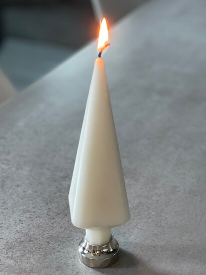 Spruce candle - Diamond candle - Stearin candle Spruce - White - 18 cm - 2-pack - 2