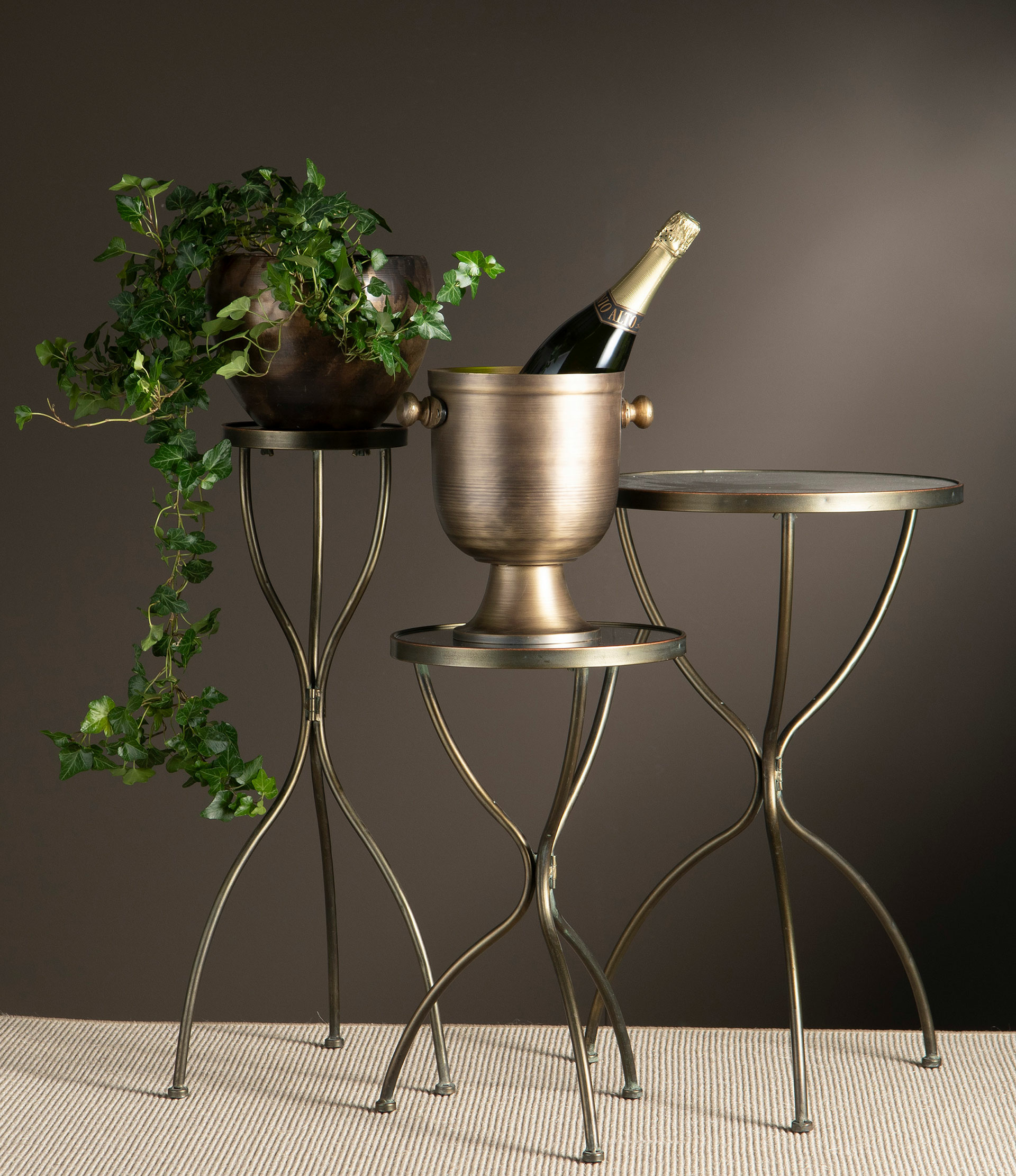 Table/Pedestal Mirror Antique Brass - Ø30x50 cm - 2