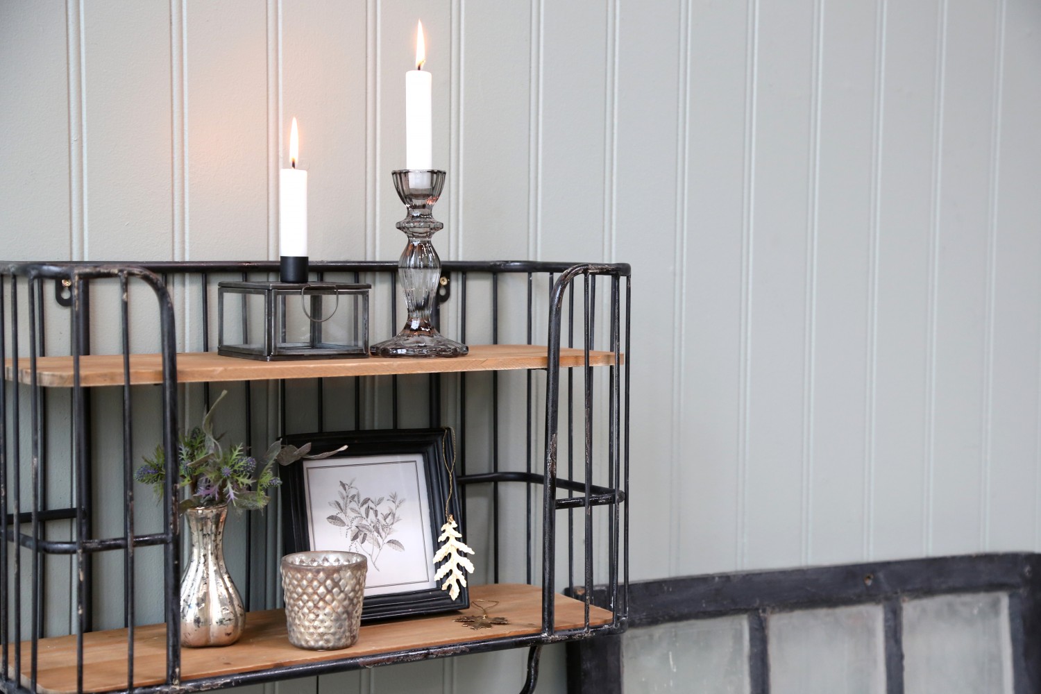 Shelf - Wall shelf with 5 hooks - 60 cm - 2