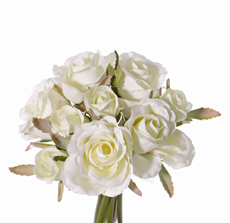 Rosbukett med 9 rosor - Vit - 20 cm - 3