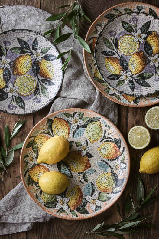 Majas Fat Assiett Citron/Lemon Mosaik Stort - 3