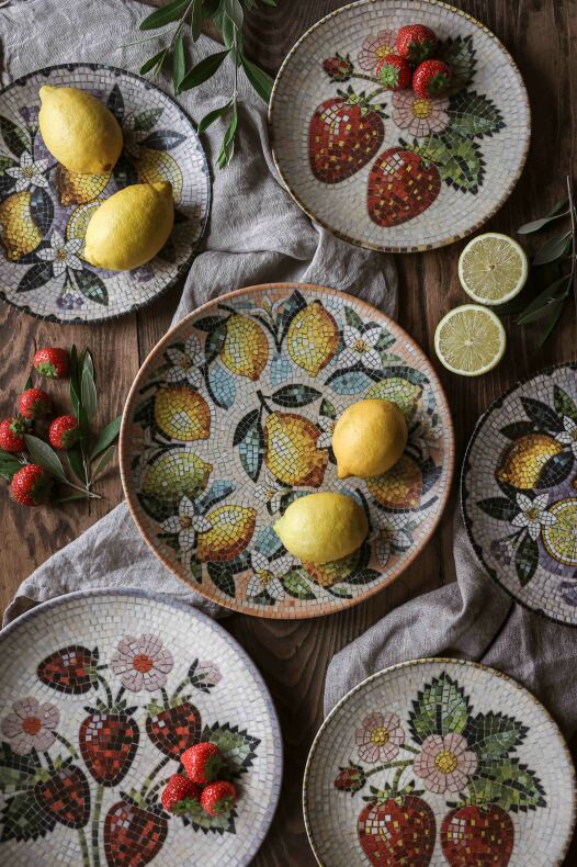 Majas Fat Assiett Citron/Lemon Mosaik Stort - 6