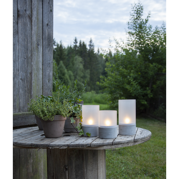 Lykta - Ljuslykta - Cement/Glas - 21 cm - 5