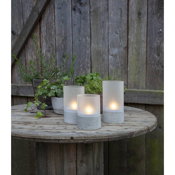Lykta - Ljuslykta - Cement/Glas - 21 cm - 3