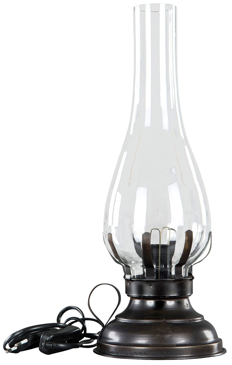 Elektrisk Fotogenlampa - Antikbrun  - 3
