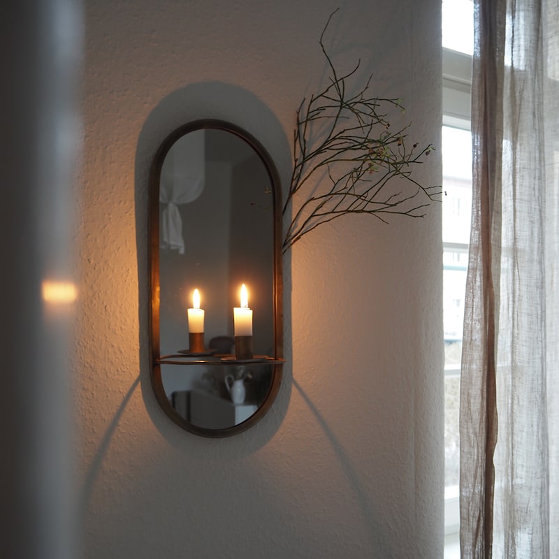 WALL MIRROR / MIRROR LAMP / CANDLESTICK BRASS 45 CM - 2