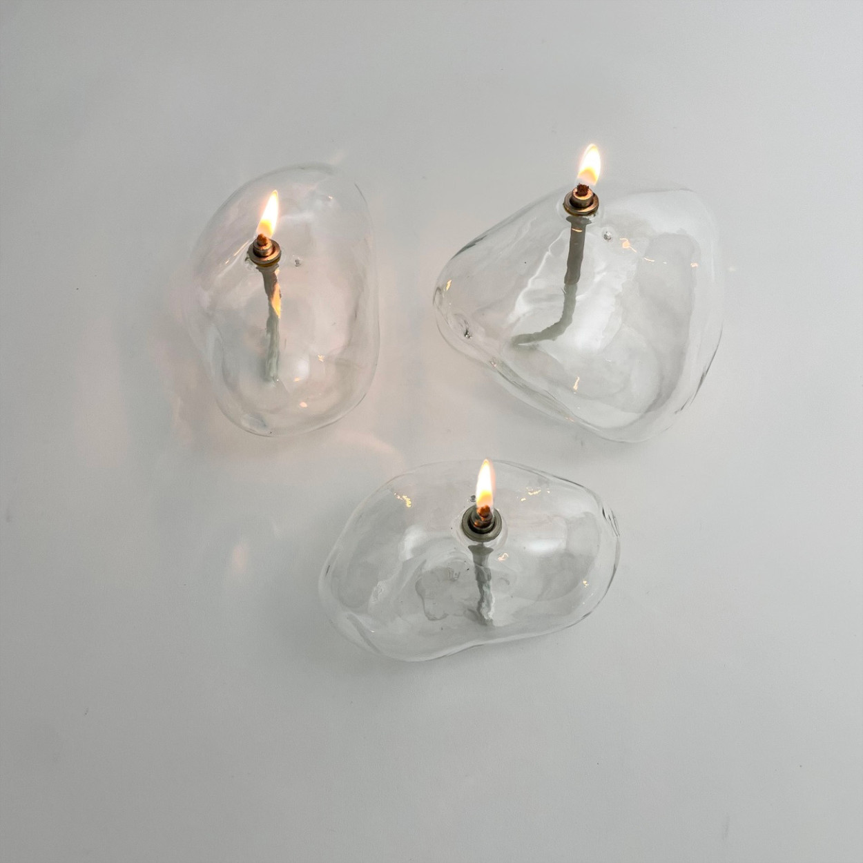 Oljelampa - Ljusstake - Glas - Klar - Sten - 17x6,5 cm  - 2