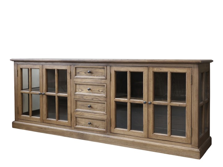 Vitrinskåp med 4 dörrar och 4 lådor - Skåp - H80/L220/B45 cm - Natur - 8