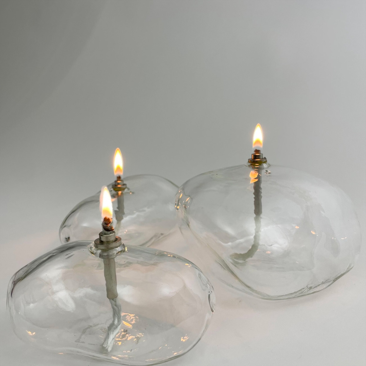 Oljelampa - Ljusstake - Glas - Klar - Sten - 12x6 cm  - 4