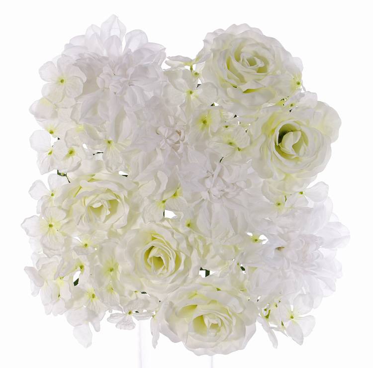 Matta med rosor, dahlia & hortensia - Vit - 25x25 cm - 3