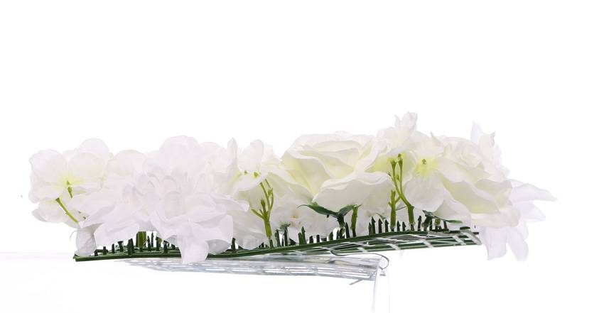 Matta med rosor, dahlia & hortensia - Vit - 25x25 cm - 4