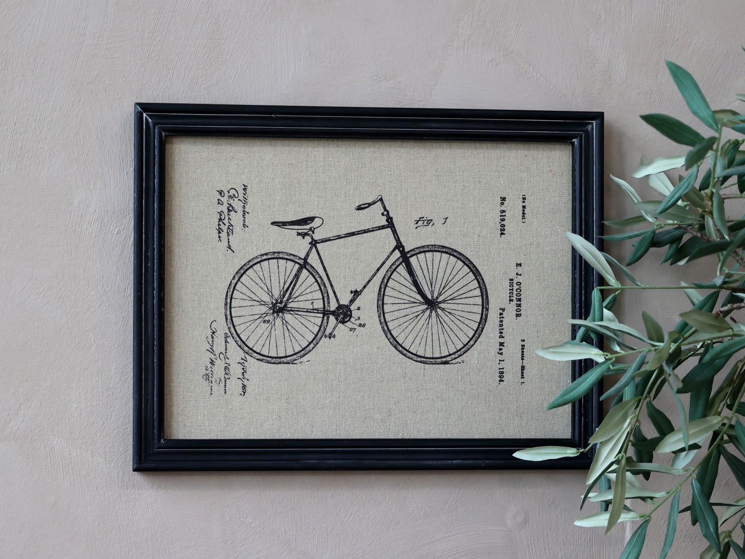 Bild med cykel & svart ram H43/L33 cm - 2