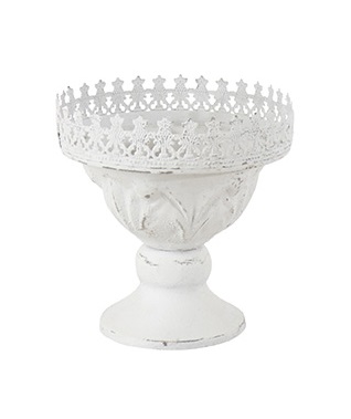 Urn - Pot - Trophy on foot - Antique white - 15x15 cm - 2
