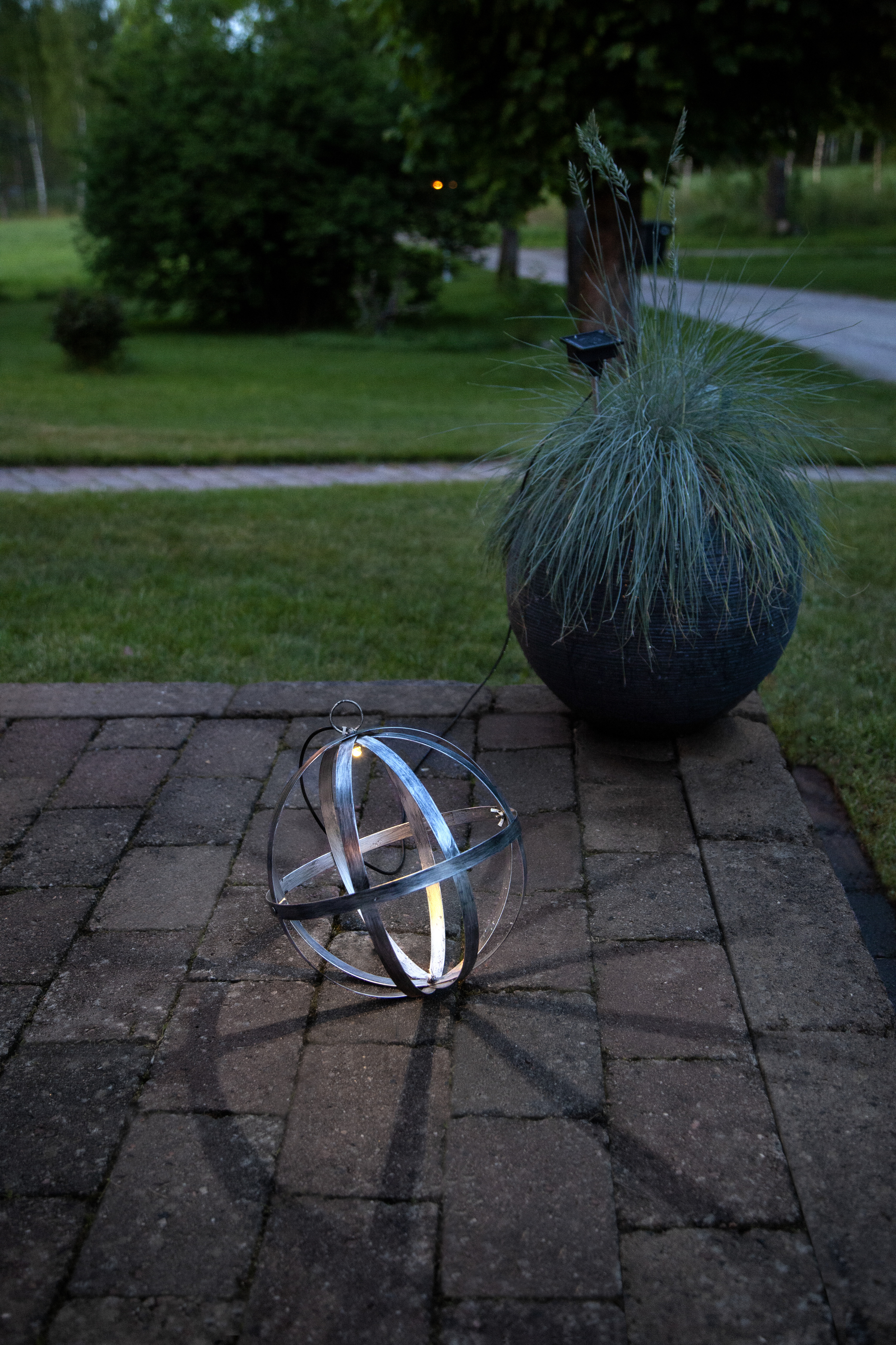 Solar cell decoration - Ribbon ball - Net ball - Ball - 30 cm - 7