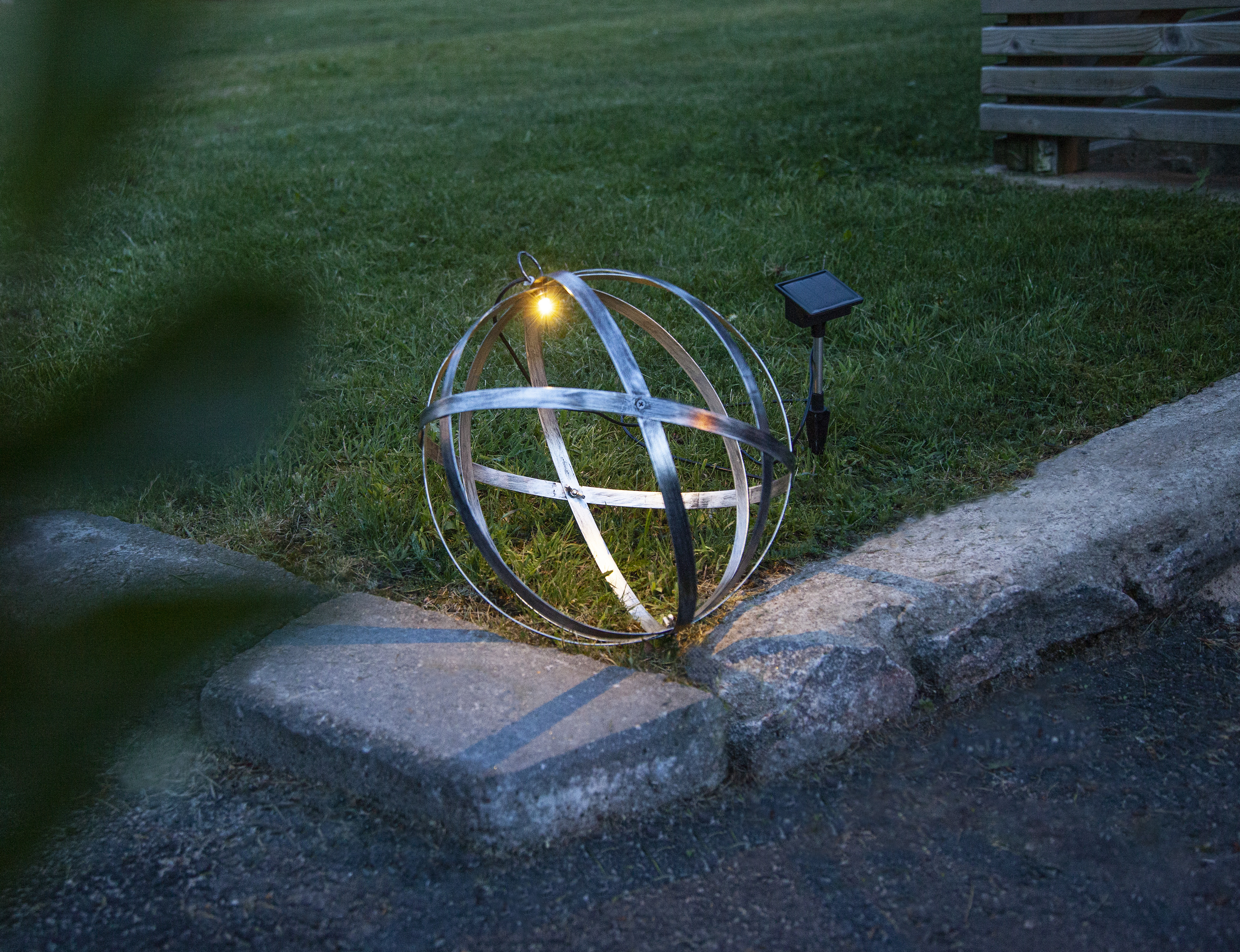 Solar cell decoration - Ribbon ball - Net ball - Ball - 30 cm - 2