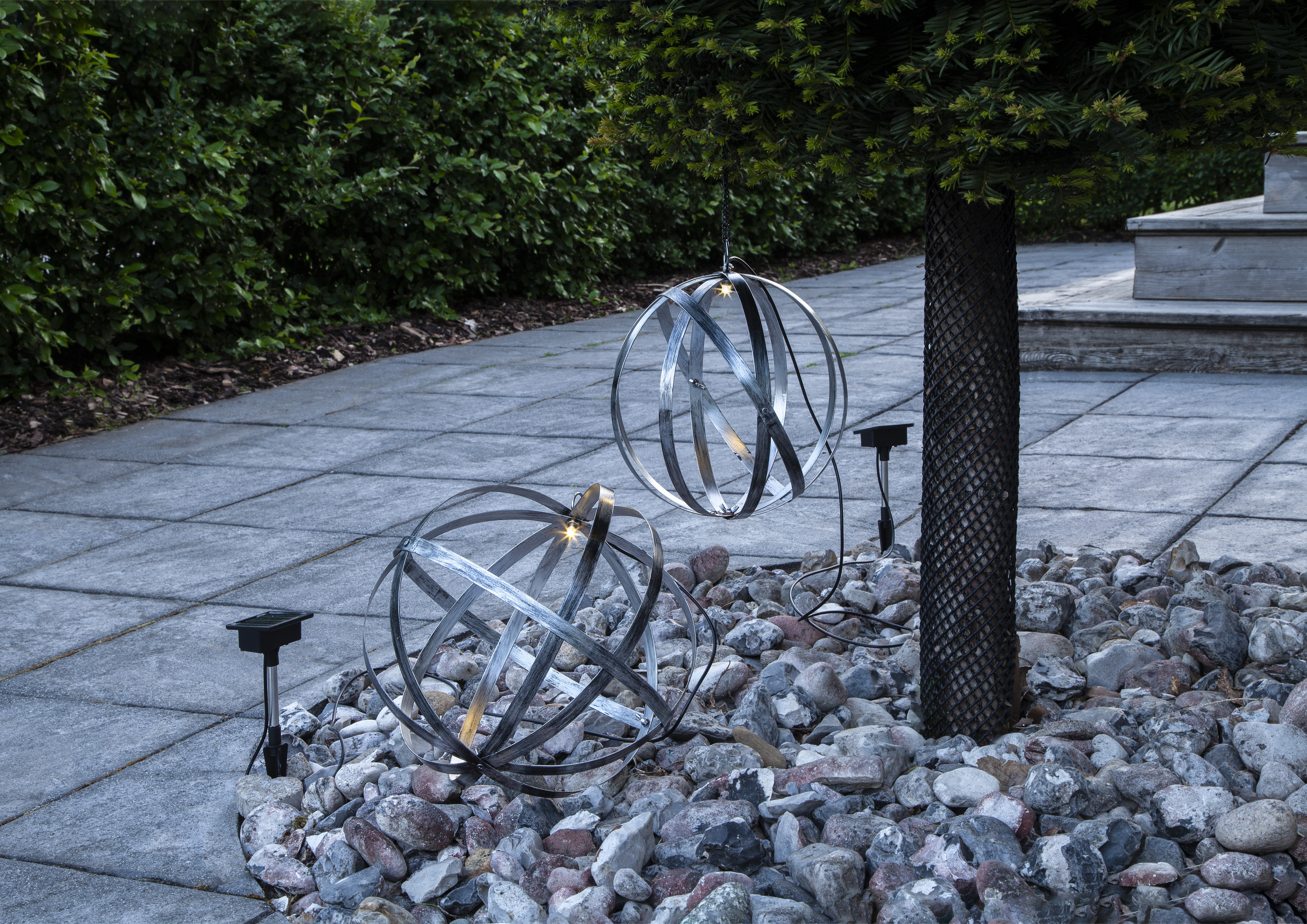 Solar cell decoration - Ribbon ball - Net ball - Ball - 30 cm - 8