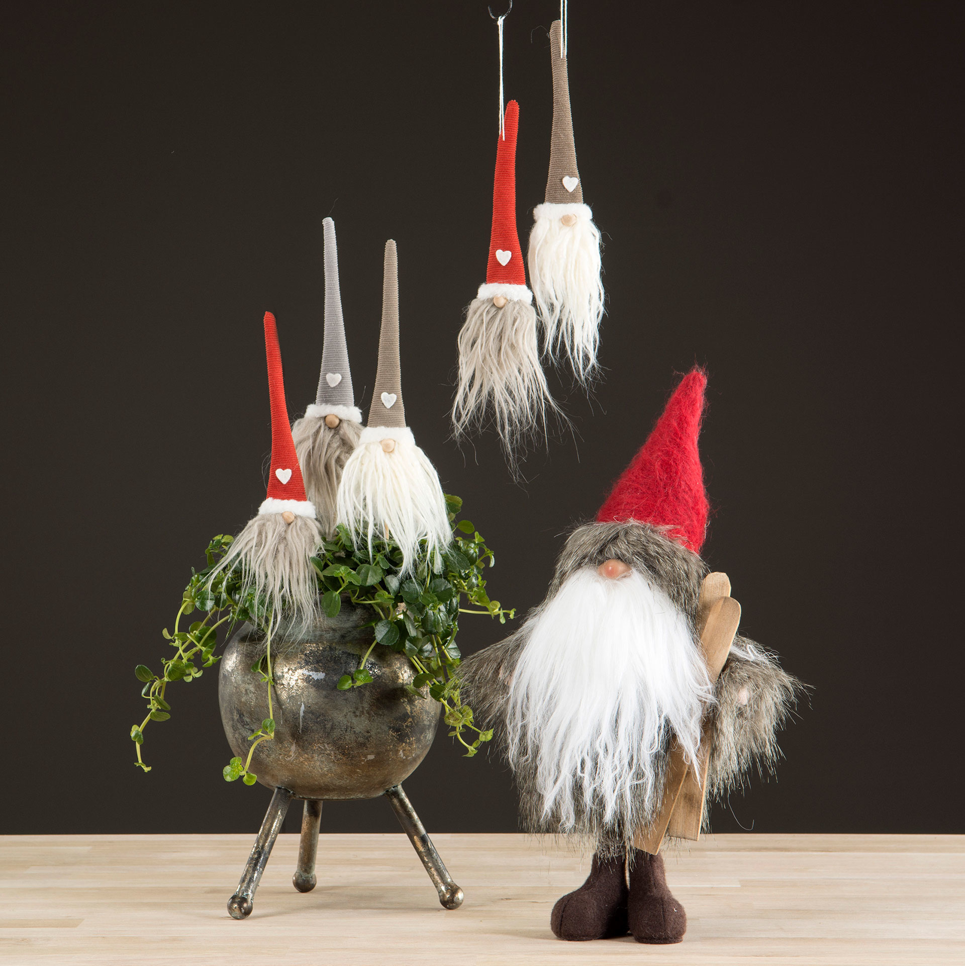 Tomte/Stick Mix Brun/Grå/Röd 22 cm 3-pack - 2