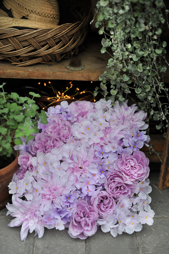Matta med pion, dahlia & hortensia - Rosa - 33x33 cm - 2