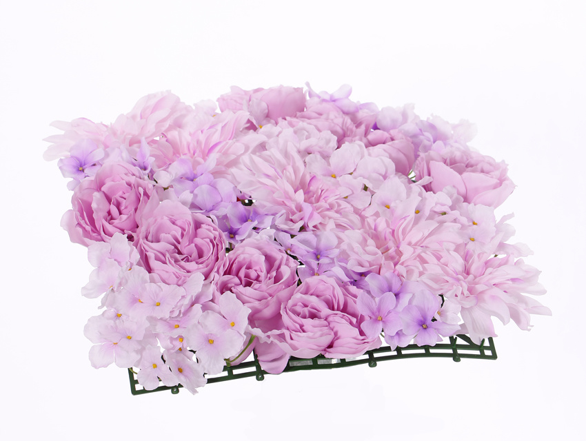 Matta med pion, dahlia & hortensia - Rosa - 33x33 cm - 5