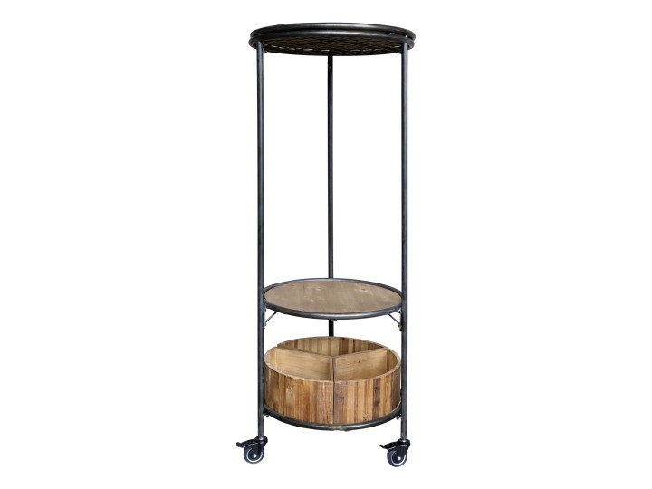 Shelf on wheels with wooden boxes - 160.5x60 cm - 8