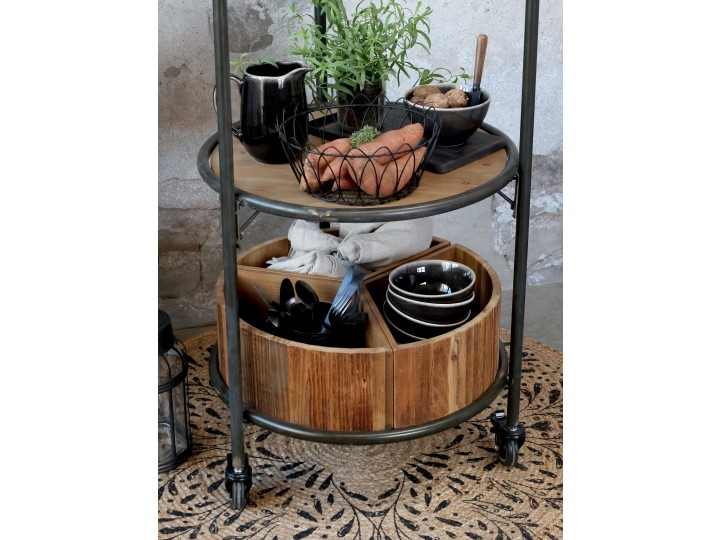 Shelf on wheels with wooden boxes - 160.5x60 cm - 5