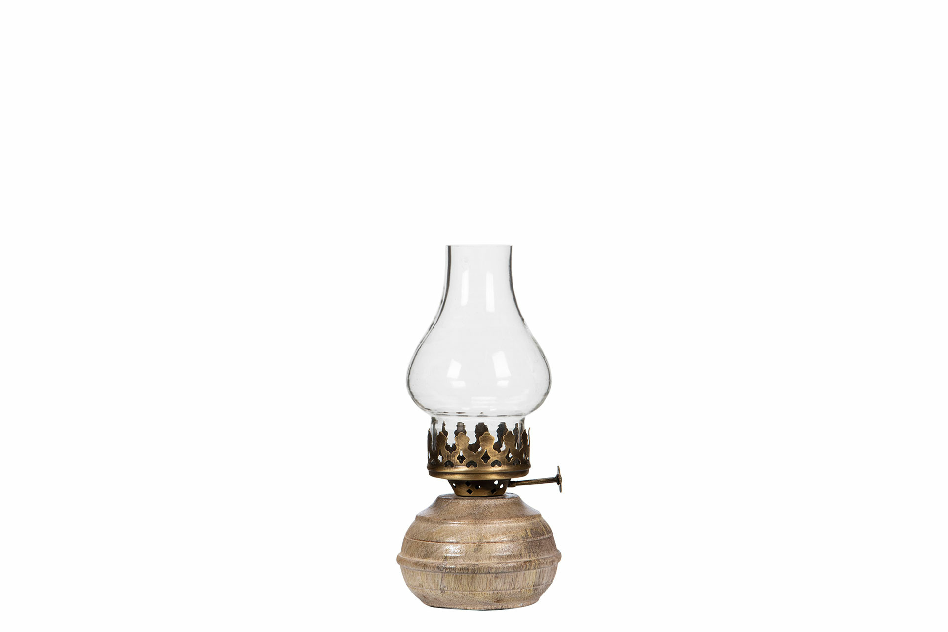 Lamp/Lantern Tealight - Wood - Antique Brass - Ø9.5x21 cm - 3