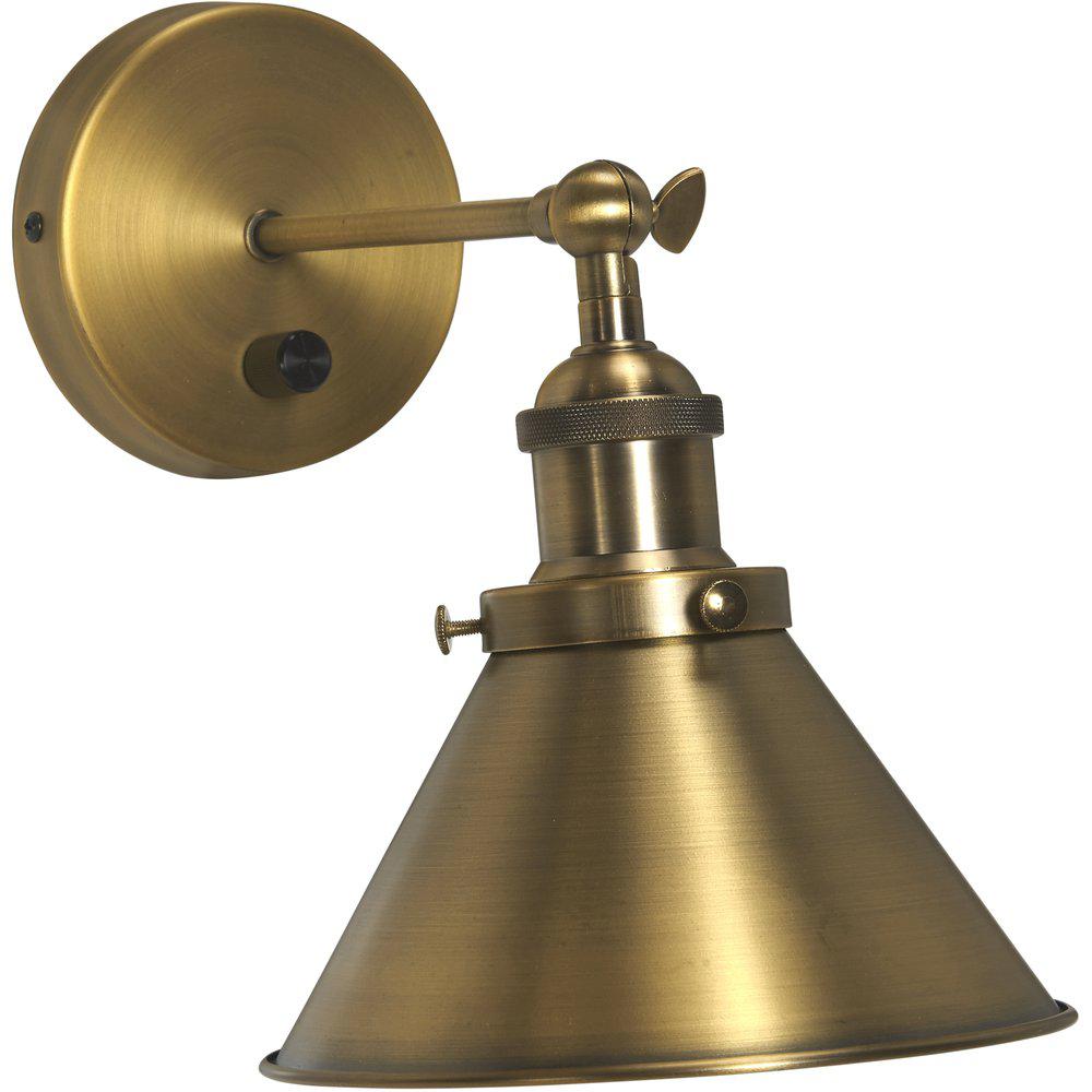 Vägglampa - Lampa - Antikmässing - 18 cm - 2