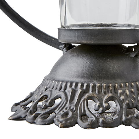 Light ring - Candlestick with butterfly - Black - 26 cm - 4