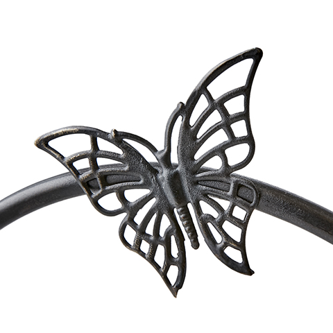 Light ring - Candlestick with butterfly - Black - 26 cm - 3
