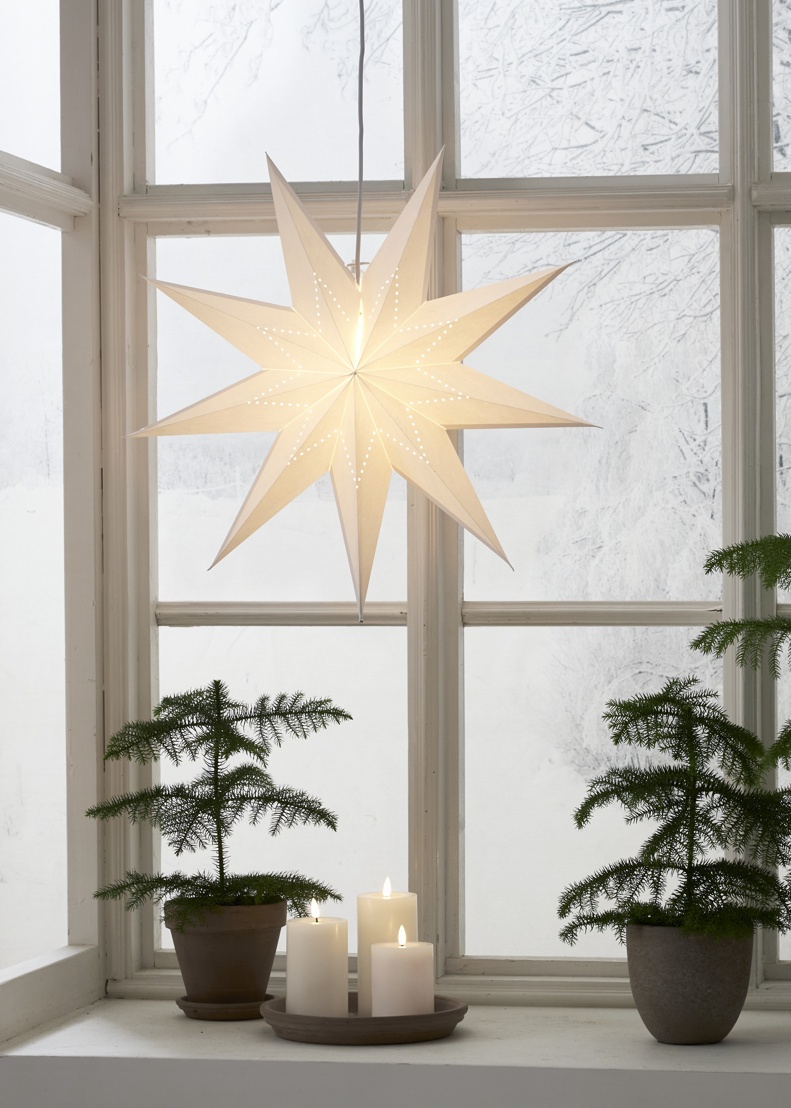 Stjärna - Adventsstjärna - Vit - Stella - 60x60 cm 