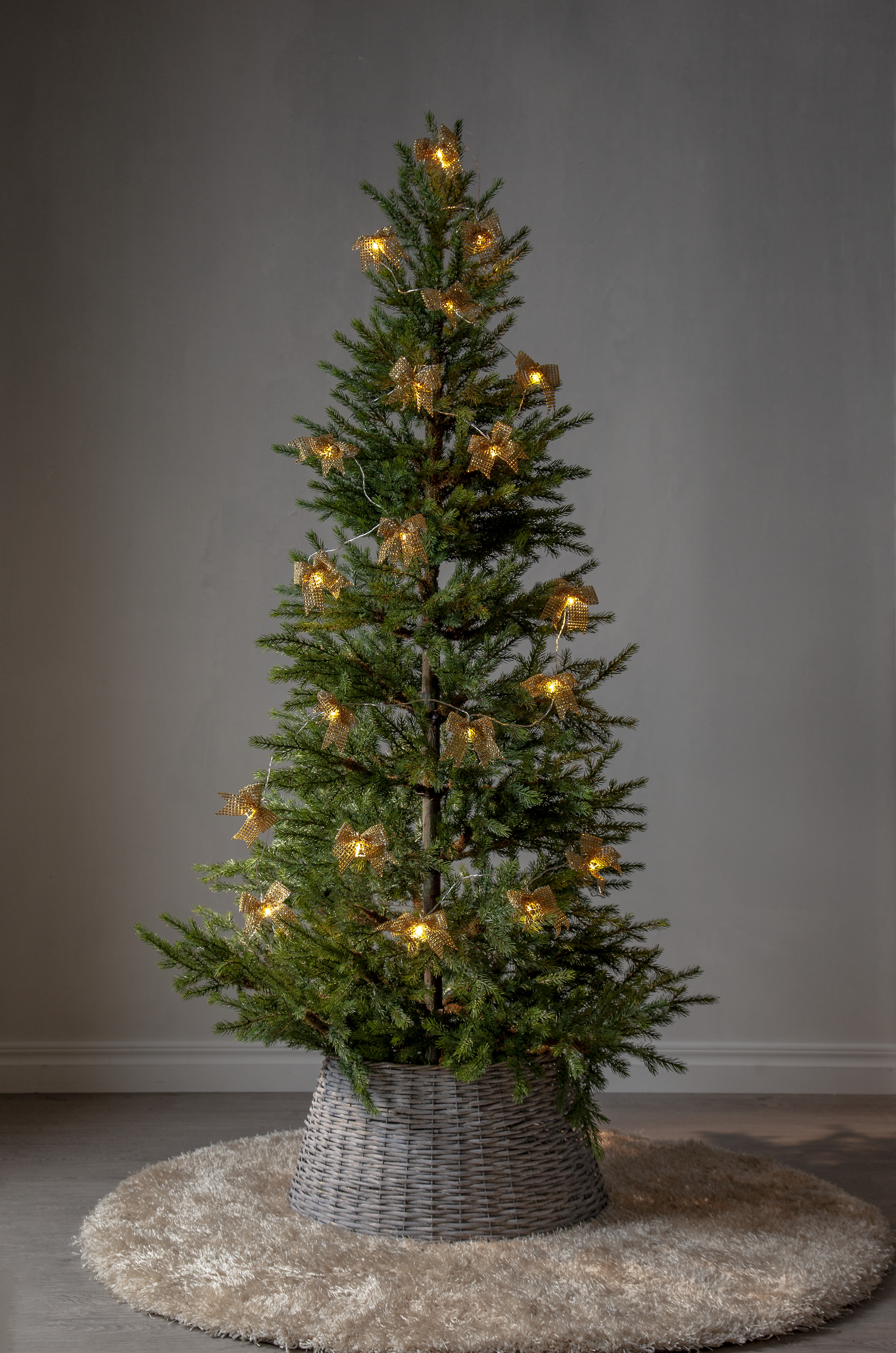 Light chain with rosettes - Gold - Battery-powered with timer - 225 cm - 8