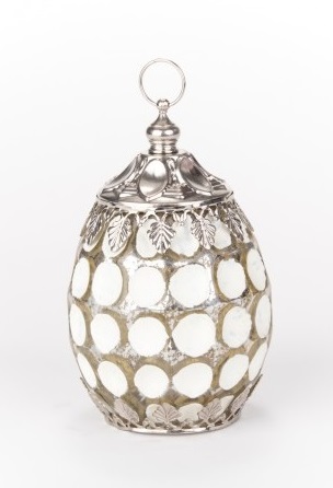 Lykta - Glasklocka - Led - 13,5 cm - Vit/Silver - 2