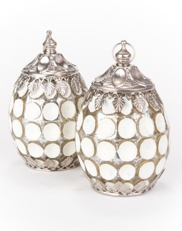 Lykta - Glasklocka - Led - 13,5 cm - Vit/Silver - 3