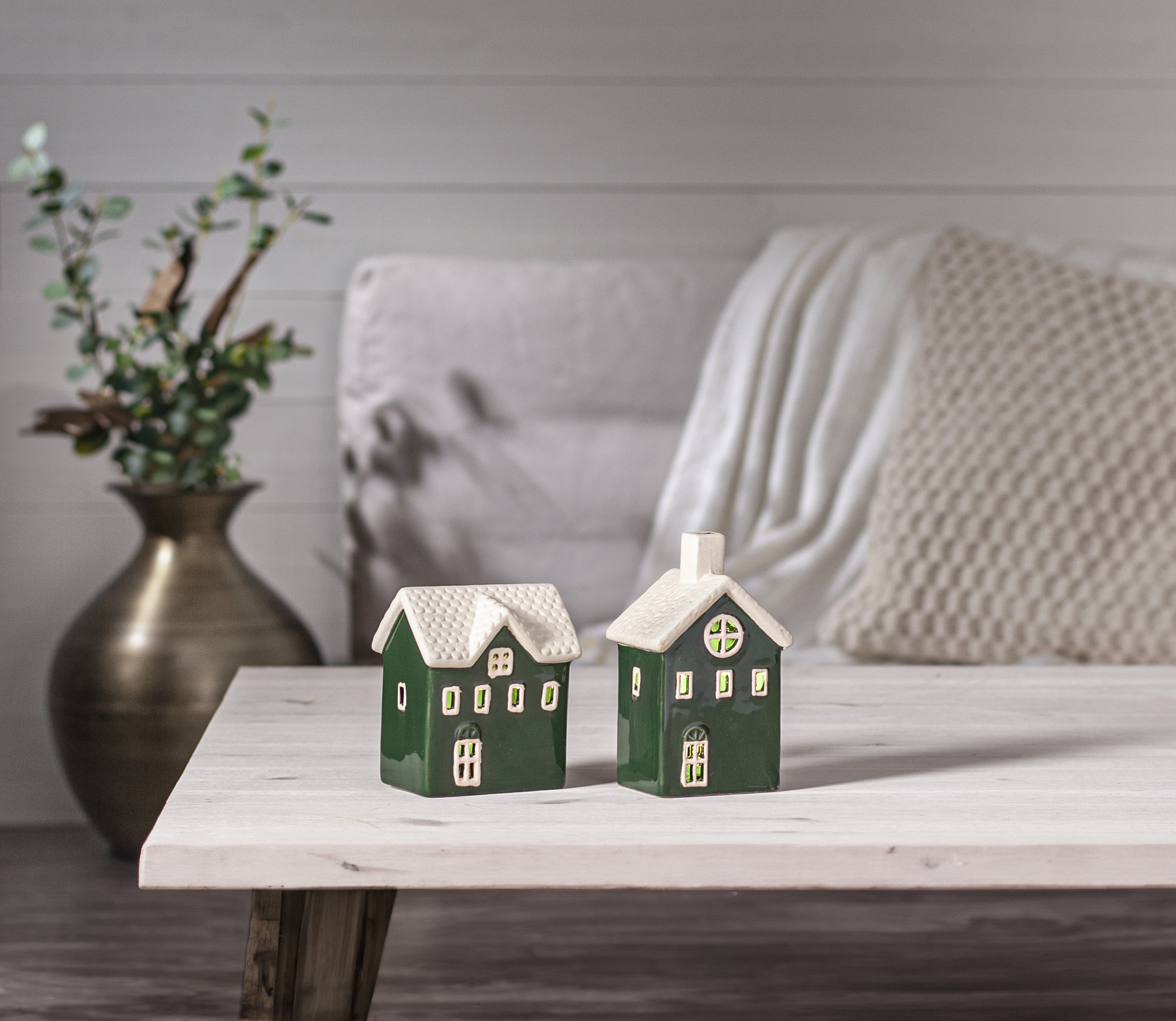 House with LED lighting - Green - 2-pack - Battery-powered - Timer - 3