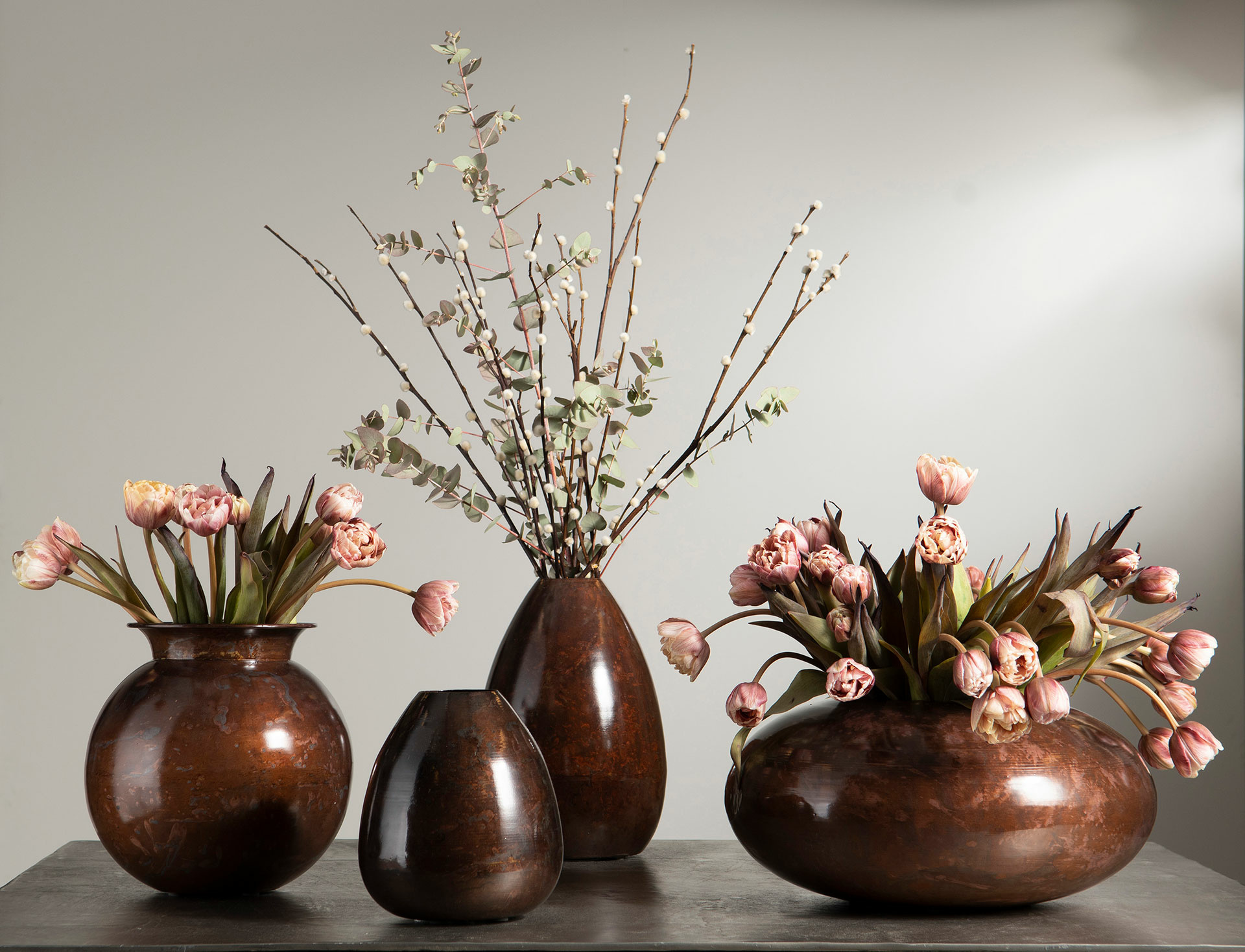 Vase - Metal - Brown - Onyx - Ø25x11x25 cm - 4