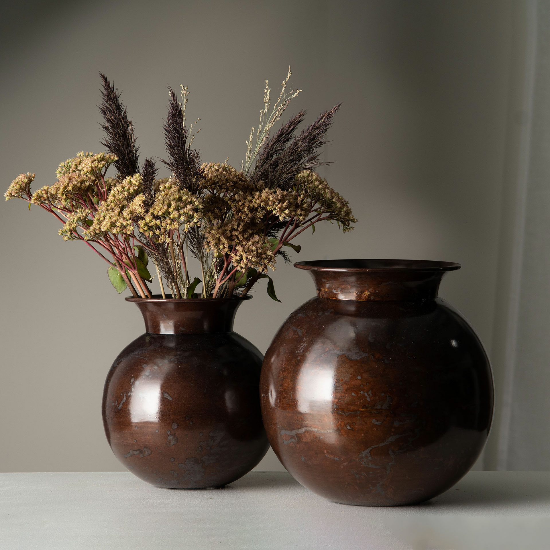 Vase - Metal - Brown - Onyx - Ø25x11x25 cm - 3