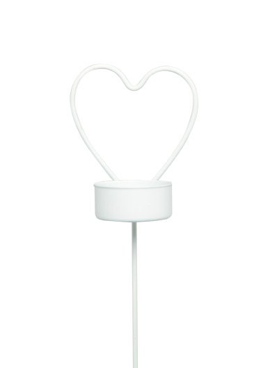Candle holder with lace, white - Tea light - Heart - 2